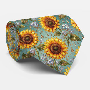 Dress Up Casual Sunflowers and Diamonds Neck Tie