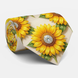 Dress Up Casual Sunflowers and Diamonds Neck Tie