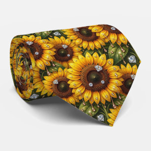 Dress Up Casual Sunflowers and Diamonds Neck Tie