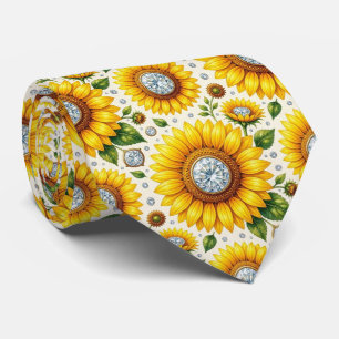 Dress Up Casual Sunflowers and Diamonds Neck Tie