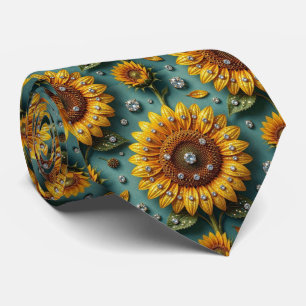 Dress Up Casual Sunflowers and Diamonds Neck Tie