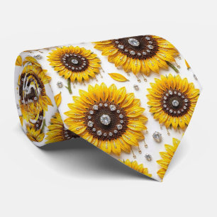 Dress Up Casual Sunflowers and Diamonds Neck Tie