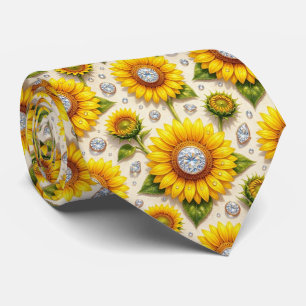 Dress Up Casual Sunflowers and Diamonds Neck Tie