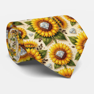 Dress Up Casual Sunflowers and Diamonds Neck Tie
