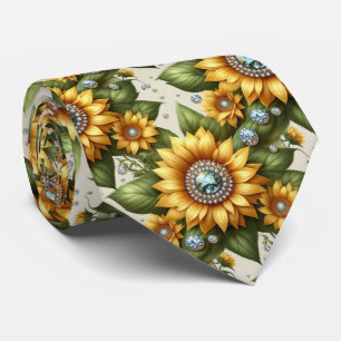 Dress Up Casual Sunflowers and Diamonds Neck Tie