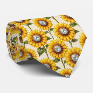 Dress Up Casual Sunflowers and Diamonds Neck Tie