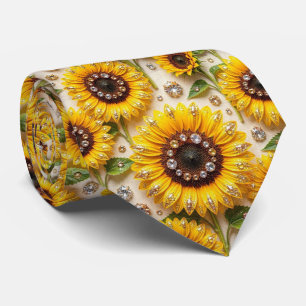 Dress Up Casual Sunflowers and Diamonds Neck Tie