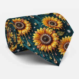 Dress Up Casual Sunflowers and Diamonds Neck Tie