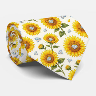 Dress Up Casual Sunflowers and Diamonds Neck Tie
