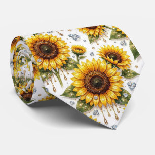Dress Up Casual Sunflowers and Diamonds Neck Tie
