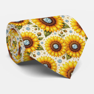 Dress Up Casual Sunflowers and Diamonds Neck Tie