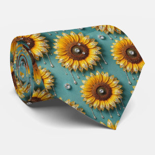 Dress Up Casual Sunflowers and Diamonds Neck Tie