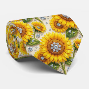 Dress Up Casual Sunflowers and Diamonds Neck Tie