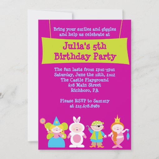 Dress Up Costume Party Birthday Invitation | Zazzle