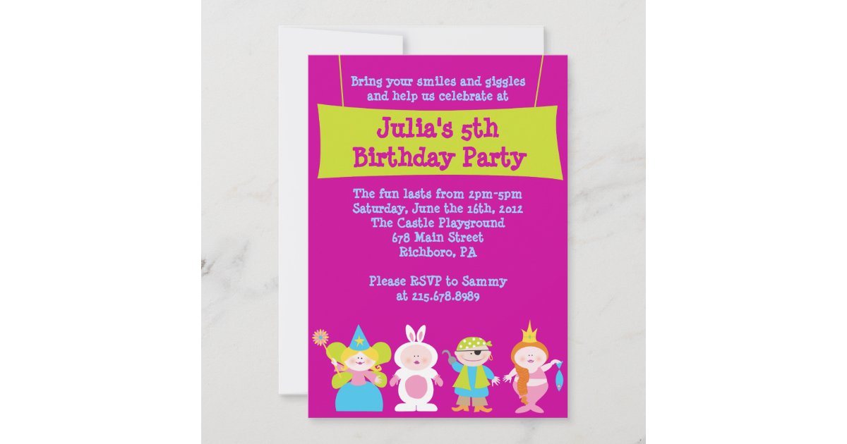 Dress Up Costume Party Birthday Invitation | Zazzle