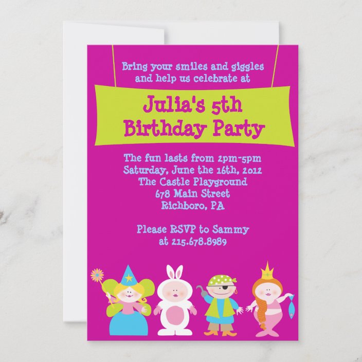 Dress Up Costume Party Birthday Invitation 