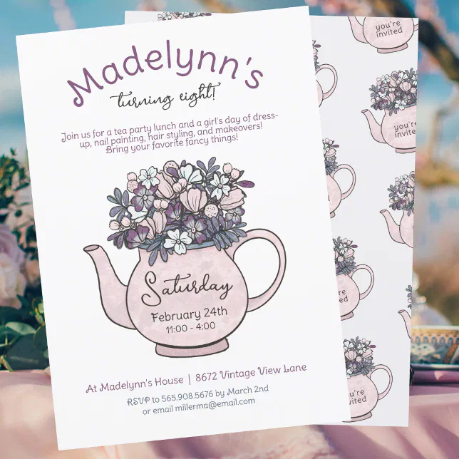 dress up tea party birthday invitations Pink Princess Dress up tea party Birthday Invitation