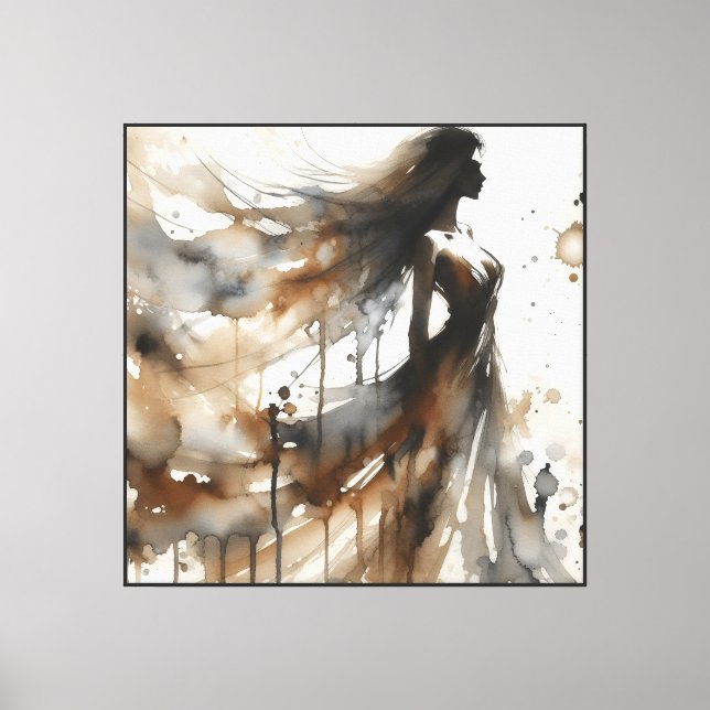 Dress Woman Watercolor - Canvas Print (Front)