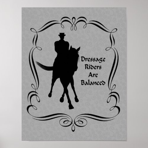Dressage Balanced Horse And Rider Silhouette Poster