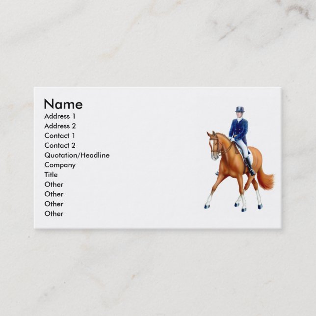 Dressage Half Pass Horse Business Card (Front)