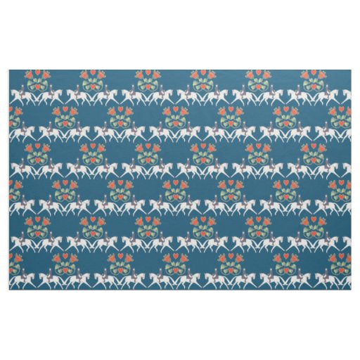 Dressage Hearts and Horses Cotton Fabric