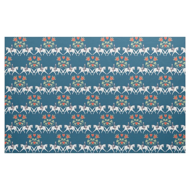 Dressage Hearts and Horses Cotton Fabric (Fat Quarter)