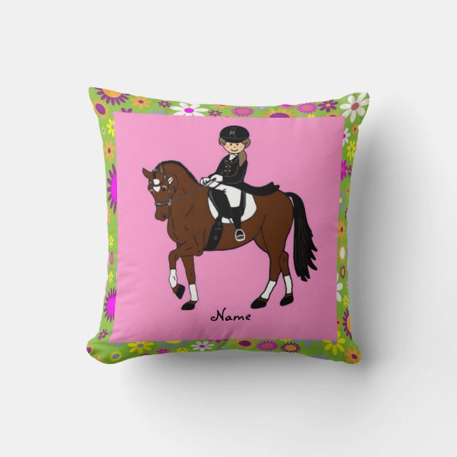 Dressage Horse and Rider caricature personalized Throw Pillow (Front)