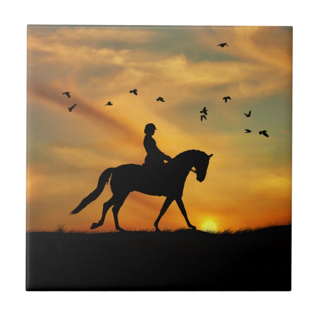 Dressage Horse and Rider Ceramic Tile (Front)