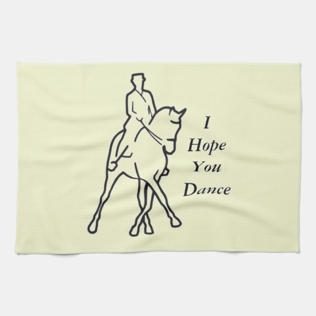 Dressage Horse and Rider - Line Art Half Pass Towel (Horizontal)