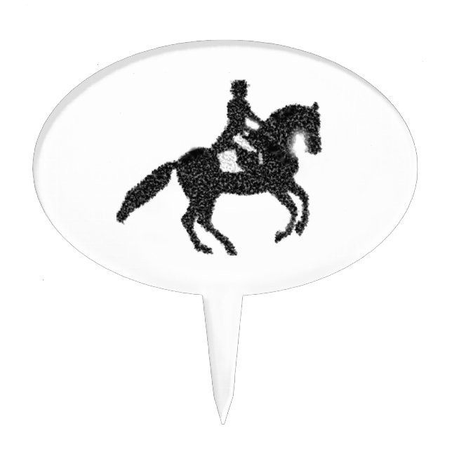 Dressage Horse and Rider Mosaic Design Cake Topper (Front)