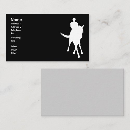 Dressage Horse Silhouette Black Business Card