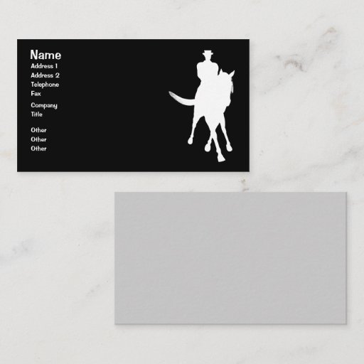 Customizable Dressage Horse Silhouette Black Business Card