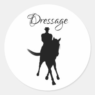 Dressage Horse And Rider Silhouette Classic Round Sticker