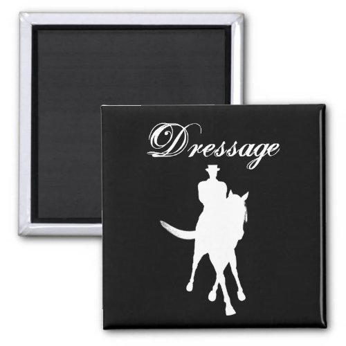 Dressage Horse And Rider Silhouette Dark Magnet