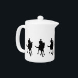 Dressage Horse And Rider Silhouette Half Pass Teapot<br><div class="desc">Dressage horse and rider in top hat doing a half pass black silhouette teapot.  Click on Customize to add text.  Contact me with any questions or requests.  This image is available on many products in my gallery.  Thanks for stopping by Smilin' Eyes Treasures.</div>