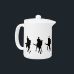 Dressage Horse And Rider Silhouette Half Pass Teapot<br><div class="desc">Dressage horse and rider in top hat doing a half pass black silhouette teapot. Click on Customize to add text. Contact me with any questions or requests. This image is available on many products in my gallery. Thanks for stopping by Smilin' Eyes Treasures.</div>