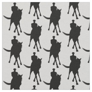 Dressage Horse And Rider Silhouette Pattern Fabric