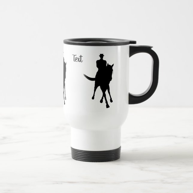Dressage Horse And Rider Silhouette Personalized  Travel Mug (Right)