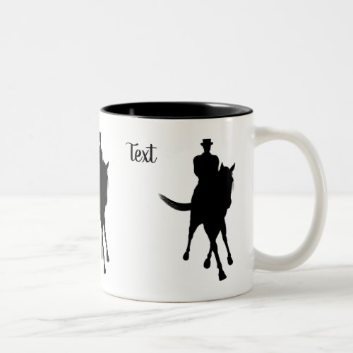 Dressage Horse And Rider Silhouette Personalized Two_Tone Coffee Mug