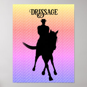 Dressage Horse And Rider Silhouette Poster