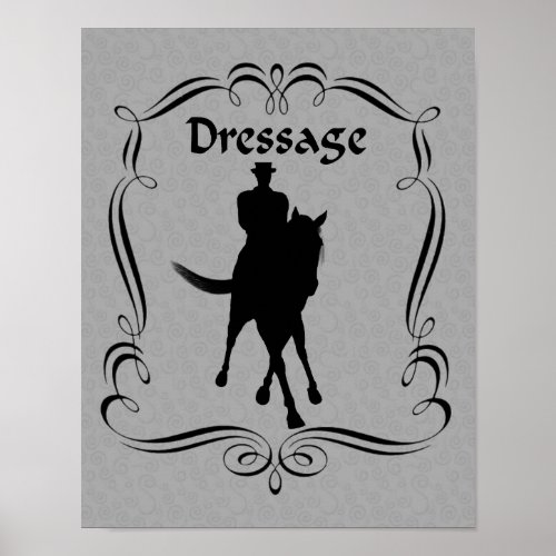 Dressage Horse And Rider Silhouette Poster