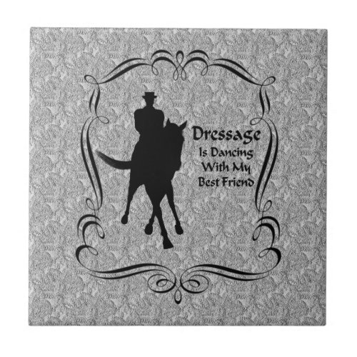 Dressage Horse And Rider Silhouette Tile