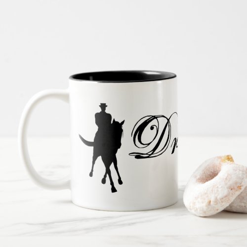 Dressage Horse And Rider Silhouette Two_Tone Coffee Mug