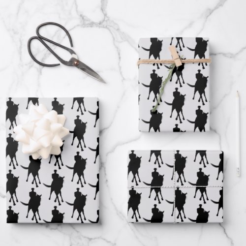 Dressage Horse And Rider Silhouette   Wrapping Paper Sheets