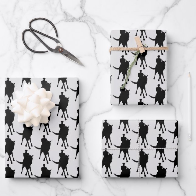 Dressage Horse And Rider Silhouette   Wrapping Paper Sheets (Front)