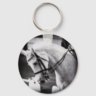 Dressage Horse Black and White Keychain