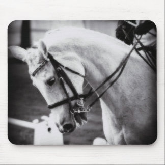 Dressage Horse Black and White Mouse Pad