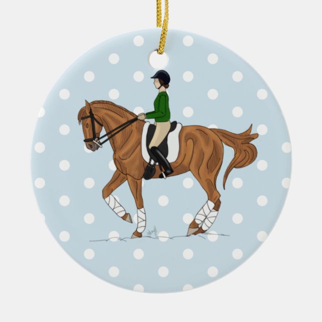 Dressage Horse Ceramic Ornament (Front)
