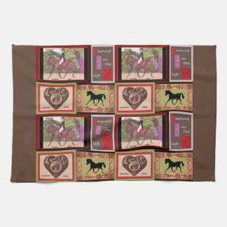 Dressage horse collage kitchen towel