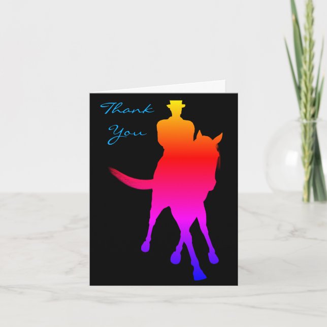 Dressage Horse Color Silhouette Thank You Card (Front)